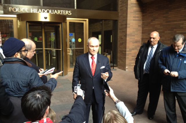 NYPD Commissioner Ray Kelly addresses reporters this afternoon